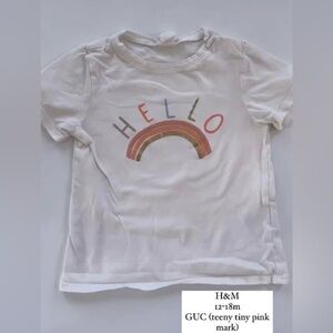 H&M White and Pink Rainbow “Hello” Short Sleeve T-Shirt